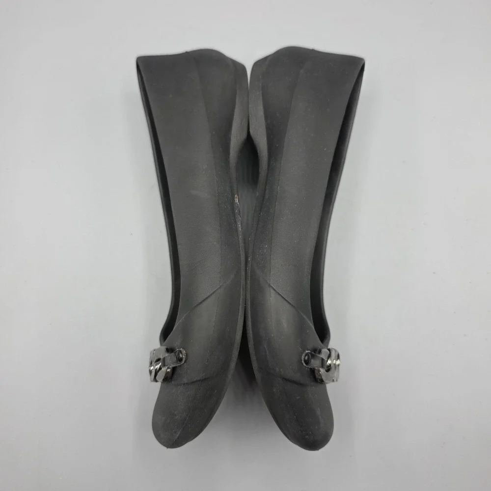 Crocs Gianna Ballet Flats Womens 9 Black Chain Link Slip On Comfort Shoes